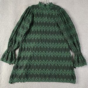 Free People Simone Mock Neck Lace Mini Dress Large Green Fairy Whimsigoth Boho